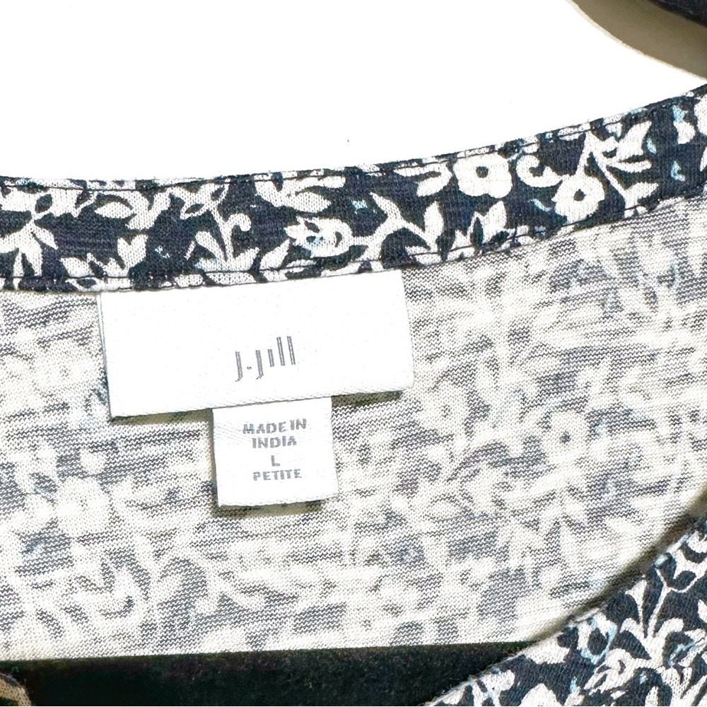 J. Jill Cotton Blend Floral Print Boho Tunic Top In Petite Large Multicolored - Picture 2 of 10